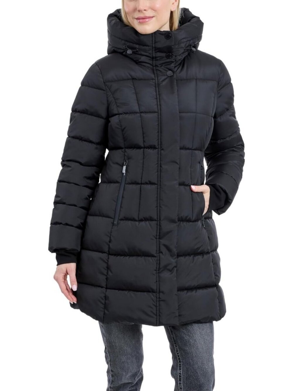 Cozy Heavyweight Puffer Jacket with Plaid Hooded Lining for Women